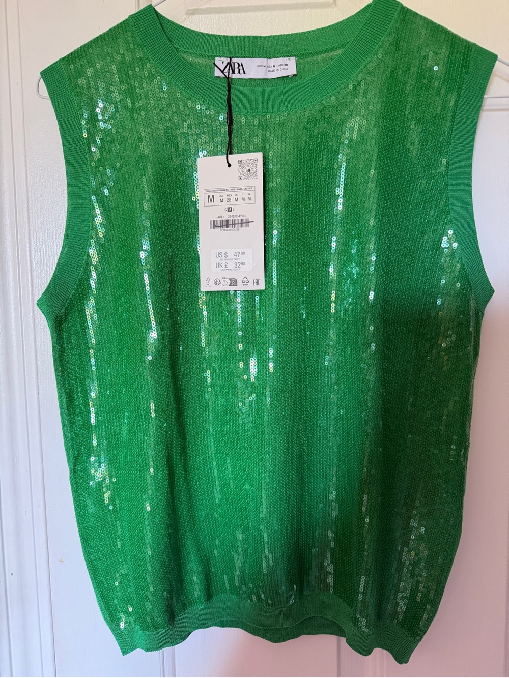 Zara Emerald Green Sequin Tank Top
